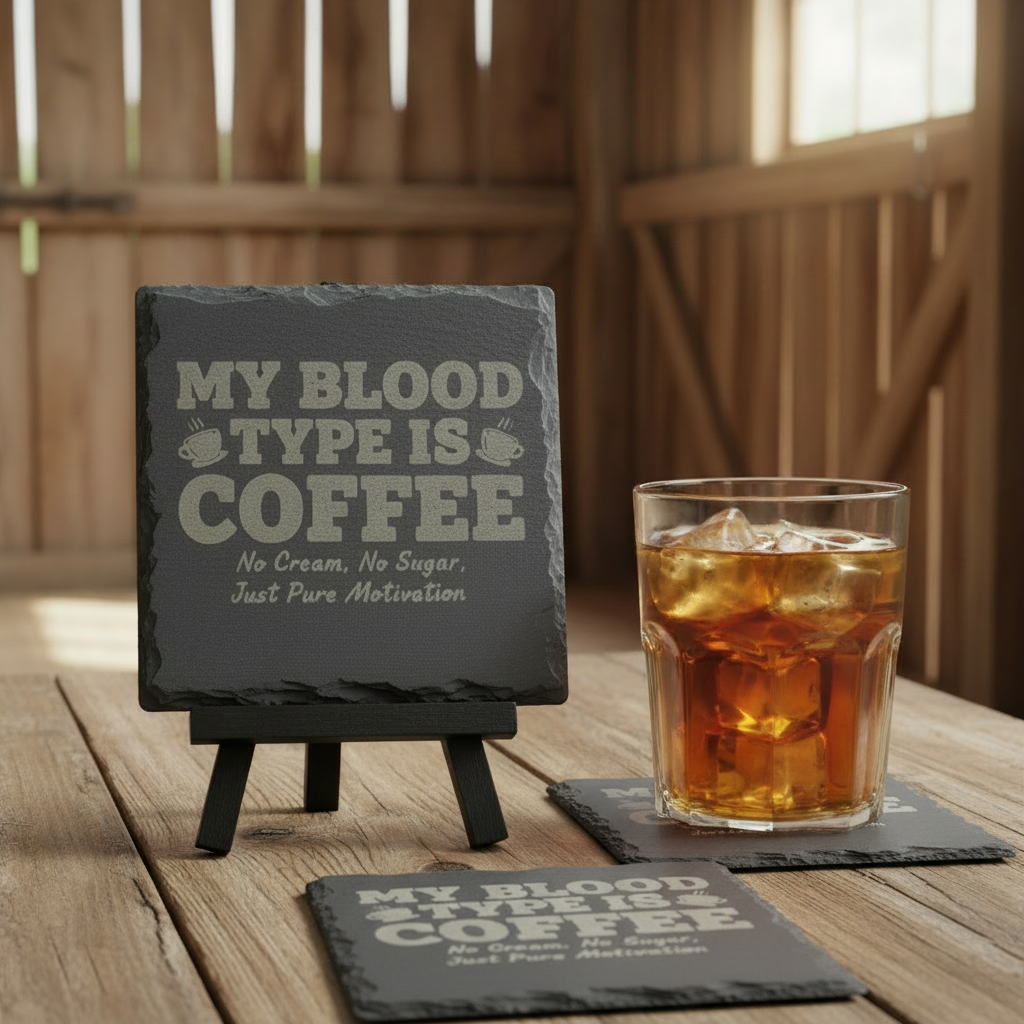 Slate Coaster - My Blood Type is Coffee