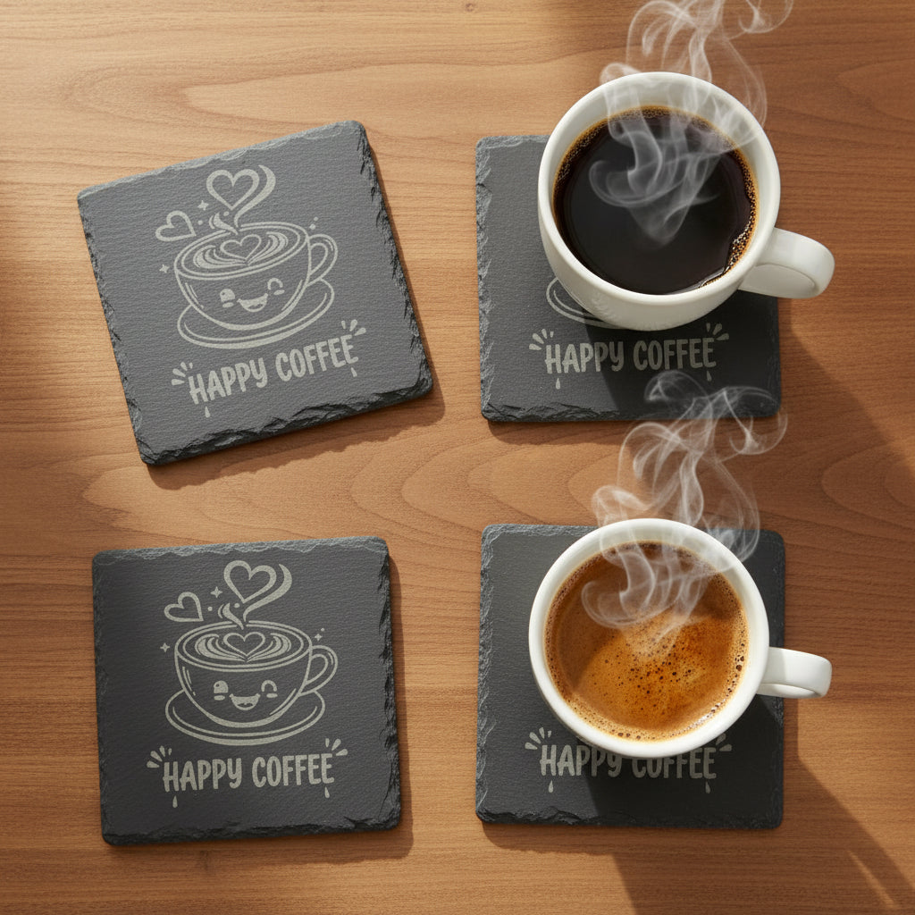Slate Coaster - Happy Coffee