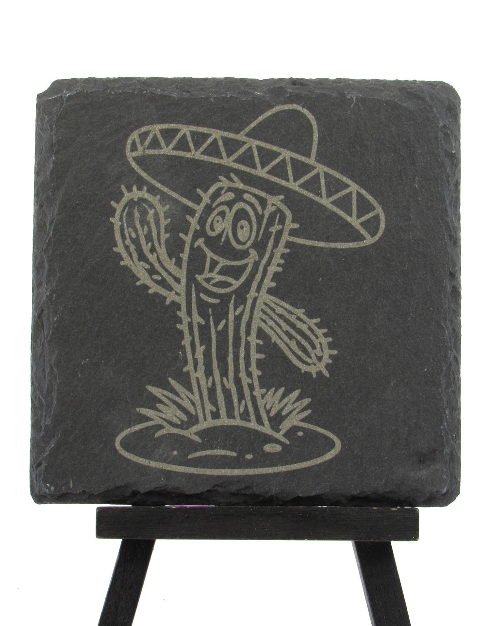 Slate Coaster - Happy Saguaro with Sombrero