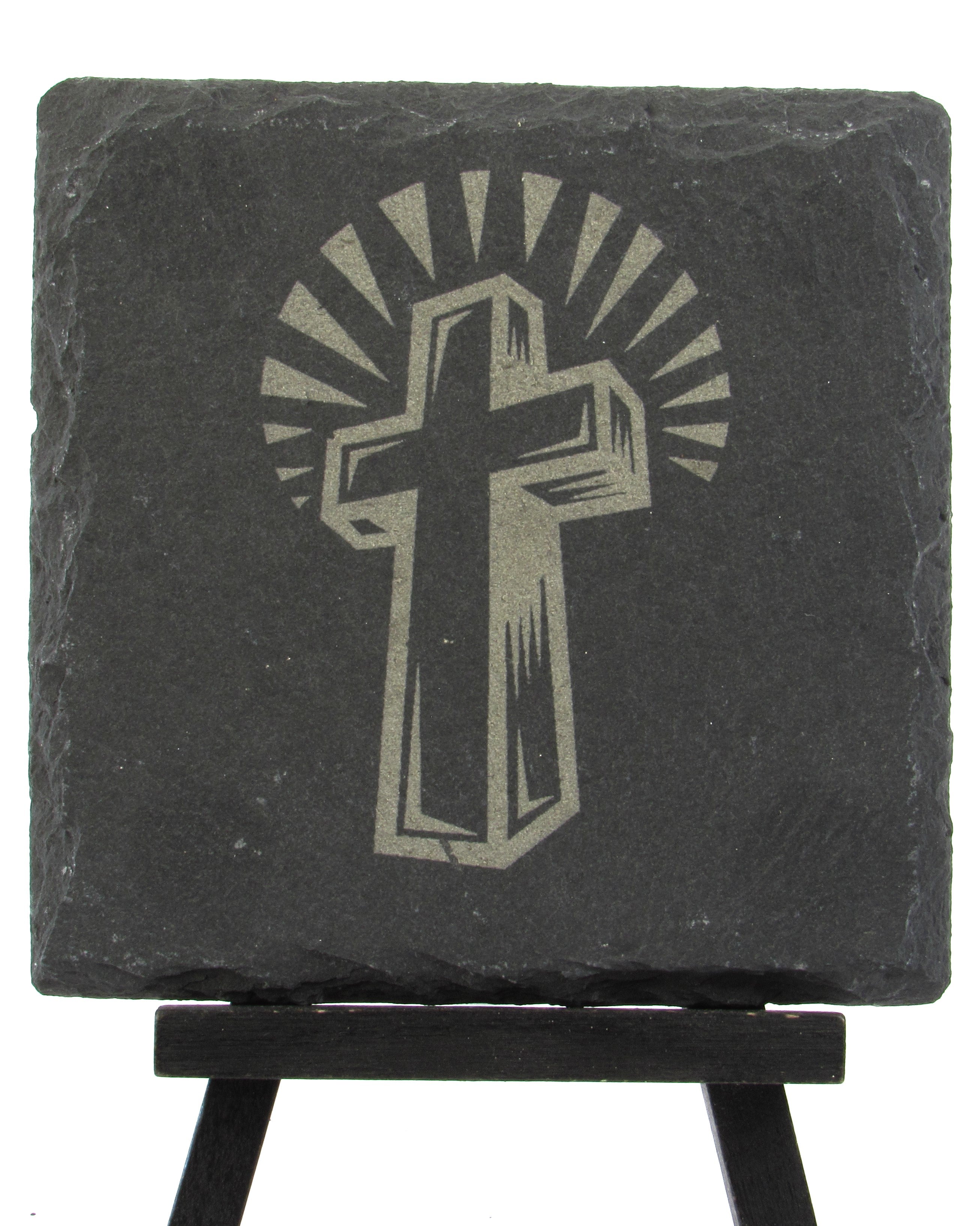 Slate Coaster - Radiant Cross