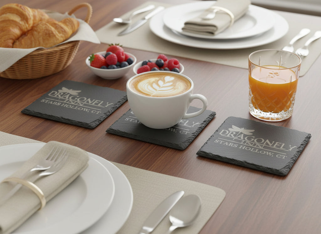 Slate Coaster - Logo Sample DRAGONFLY INN